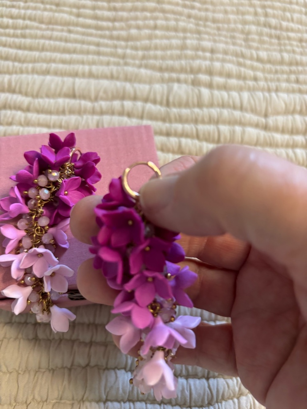 Floral Statement earrings in Fuchsia & Blush - Picture 4 of 4